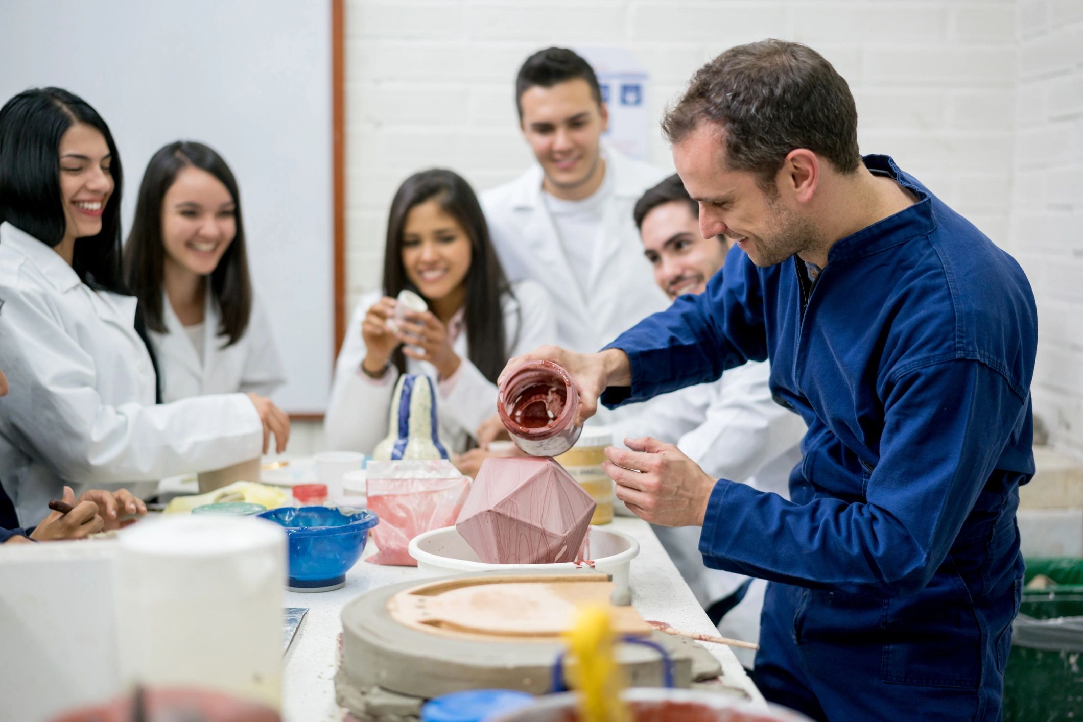 scientists working with ceramics materials